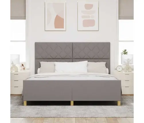 Gultas Rāmis Ar Galvas Klāju Pelēkbrūna 180 X 200 Cm Audums Vidaxl