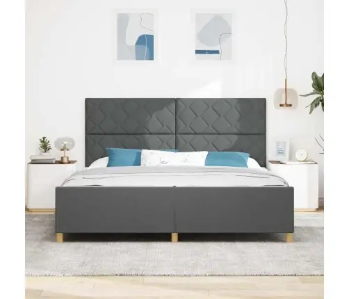 Gultas Rāmis Tumši Pelēks 200X200 Cm Audums Vidaxl