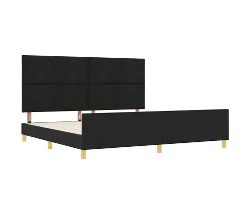 Gultas Rāmis Ar Galvas Klāju Melna 200 X 200 Cm Audums Vidaxl