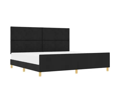 Gultas Rāmis Ar Galvas Klāju Melna 200 X 200 Cm Audums Vidaxl