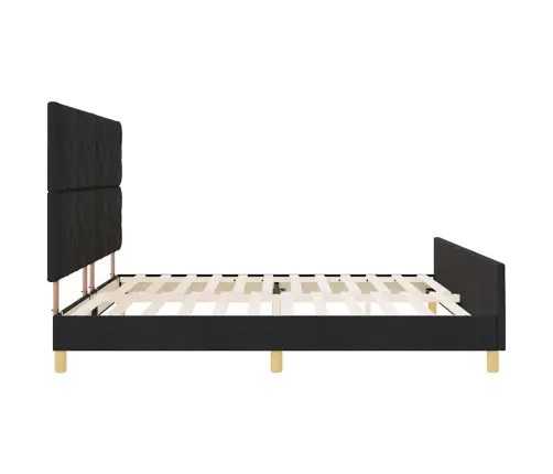 Gultas Rāmis Ar Galvas Klāju Melna 200 X 200 Cm Audums Vidaxl