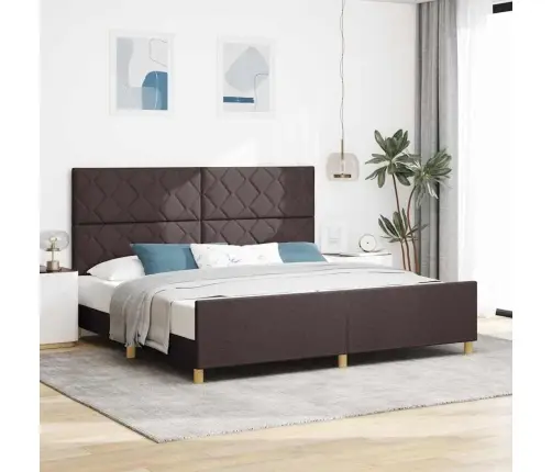 Gultas Rāmis Ar Galvas Klāju Tumši Brūna 200 X 200 Cm Audums Vidaxl