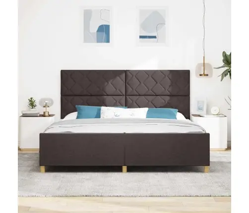 Gultas Rāmis Ar Galvas Klāju Tumši Brūna 200 X 200 Cm Audums Vidaxl