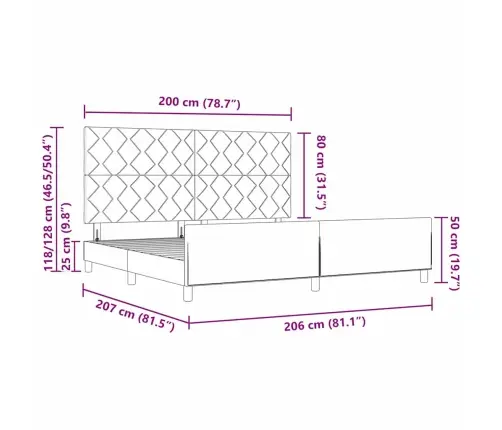 Gultas Rāmis Ar Galvas Klāju Tumši Brūna 200 X 200 Cm Audums Vidaxl