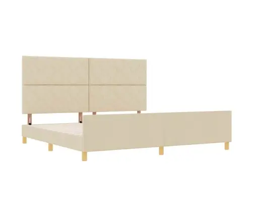 Gultas Rāmis Ar Galvas Klāju Krēmkrāsa 200 X 200 Cm Audums Vidaxl
