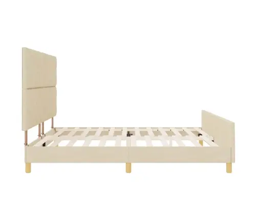 Gultas Rāmis Ar Galvas Klāju Krēmkrāsa 200 X 200 Cm Audums Vidaxl