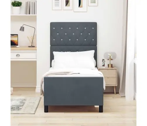 Voodi Raam Peaga Tumehall 80 X 200 Cm Samet