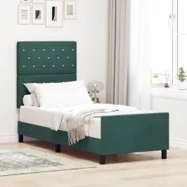 Gultas Rāmis Ar Galvas Klāju Tumši Zaļa 80 X 200 Cm Samts Vidaxl