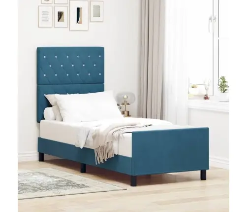 Kiemas Lova Su Galvūgalio Tamsiai Mėlyna 80 X 200 Cm Aksomas