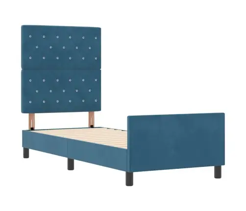 Kiemas Lova Su Galvūgalio Tamsiai Mėlyna 80 X 200 Cm Aksomas