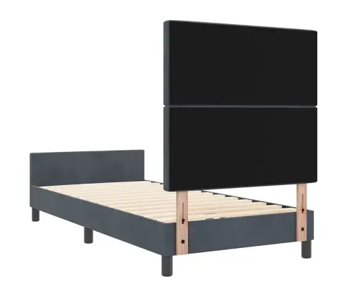 Kiemas Lova Su Galvūgalio Tamsiai Pilka 90 X 190 Cm Aksomas