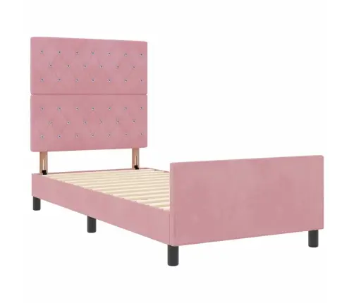 Gultas Rāmis Rozā 90X200 Cm Samts Vidaxl