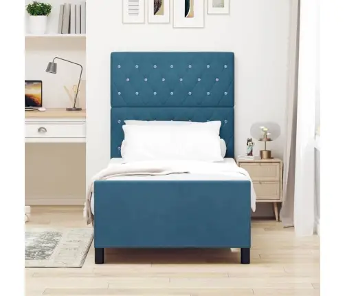 Gultas Rāmjis Tumši Zils 100X200 Cm Samts Vidaxl