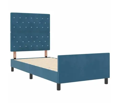 Gultas Rāmjis Tumši Zils 100X200 Cm Samts Vidaxl