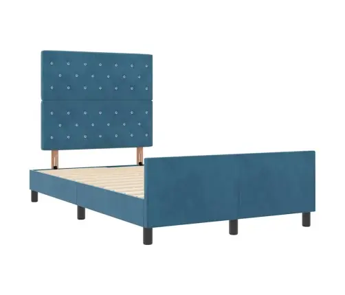Gultas Rāmis Tumši Zils 120X190 Cm Samts Vidaxl