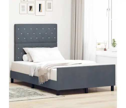 Gultas Rāmis Tumši Pelēks 120X200 Cm Samts Vidaxl