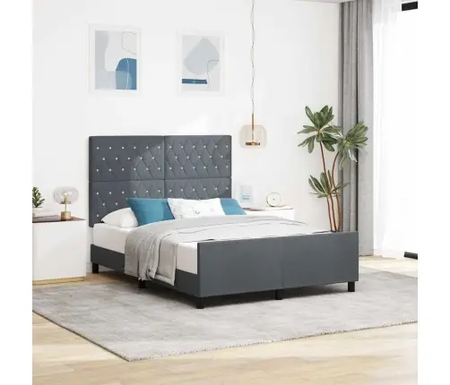 Gultas Rāmis Tumši Pelēks 140X190 Cm Samts Vidaxl