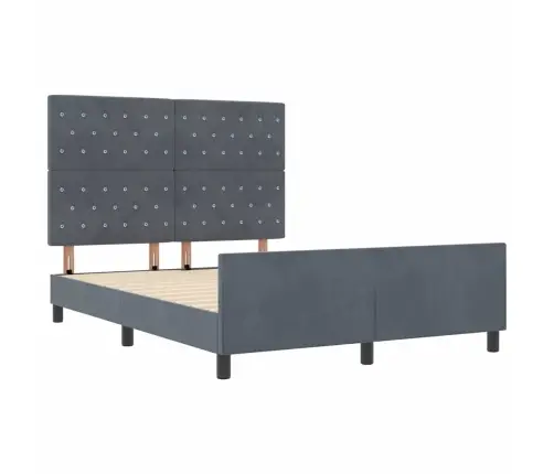 Gultas Rāmis Tumši Pelēks 140X190 Cm Samts Vidaxl