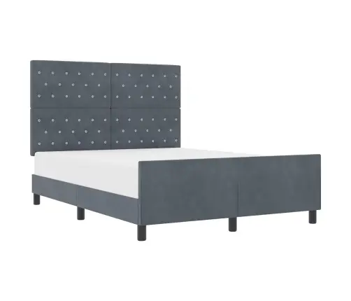 Gultas Rāmis Tumši Pelēks 140X190 Cm Samts Vidaxl