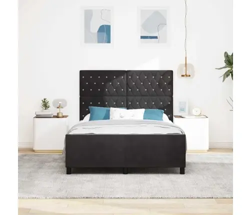 Gultas Rāmis Melns 140X190 Cm Samts Vidaxl