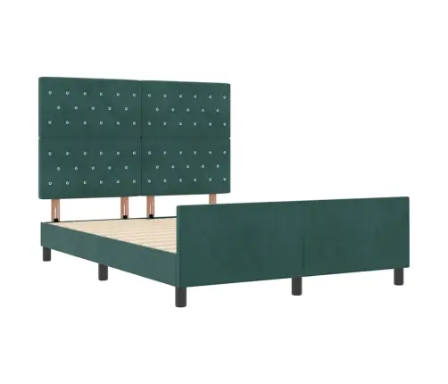 Gultas Rāmis Tumši Zaļš 140X190 Cm Samts Vidaxl