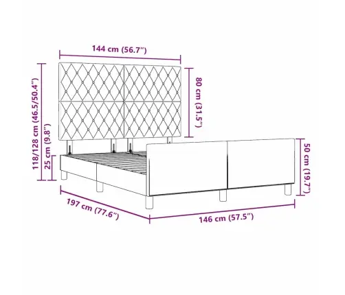 Gultas Rāmis Tumši Zaļš 140X190 Cm Samts Vidaxl