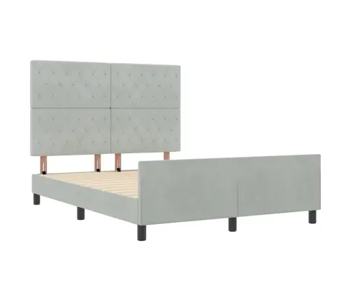 Gultas Rāmja Gaismi Pelēks 140X200 Cm Samts Vidaxl