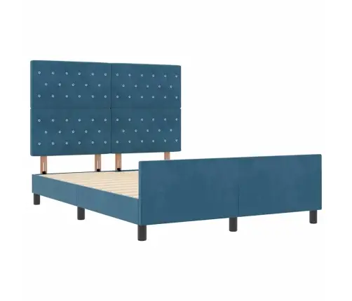 Tumši Zila Samta Gultas Rāmis 140X200 Cm Vidaxl