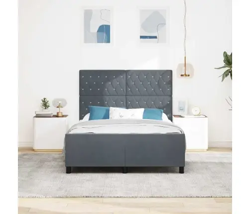 Gultas Rāmis Tumši Pelēks 160X200 Cm Samts Vidaxl