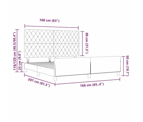 Gultas Rāmis Melns 160X200 Cm Samts Vidaxl
