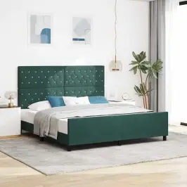 Kastītes Atsperu Gulta Tumši Zaļš 180 X 200 Cm Samts Vidaxl