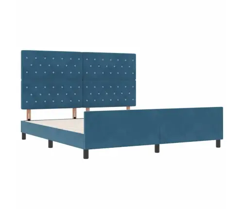 Kastītes Atsperu Gulta Tumši Zils 180 X 200 Cm Samts Vidaxl