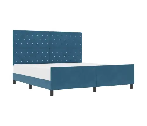 Kastītes Atsperu Gulta Tumši Zils 180 X 200 Cm Samts Vidaxl