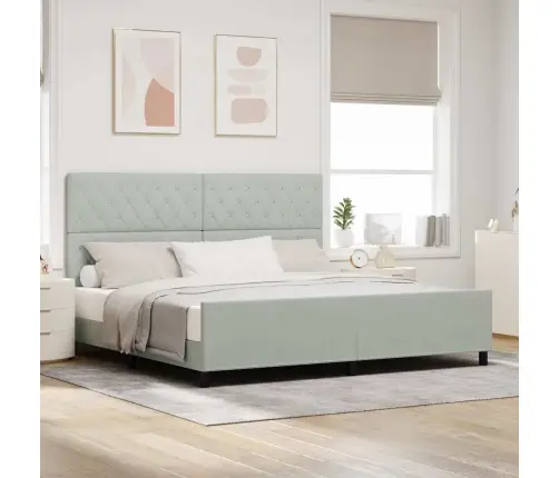 Gultas Rāmīšs Gaiši Pelēks 200X200 Cm Samts Vidaxl