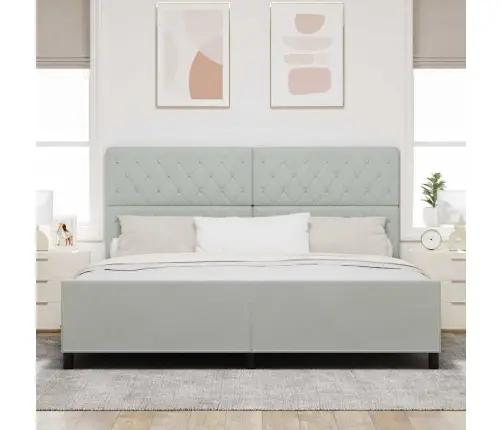 Gultas Rāmīšs Gaiši Pelēks 200X200 Cm Samts Vidaxl