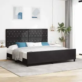 Kastītes Atsperu Gulta Ar Galvas Klāju Melna 200 X 200 Cm Samts Vidaxl Kastītes Atsperu Gulta Ar Galvas Klāju Melna 200 X 200 Cm Samts Vidaxl
