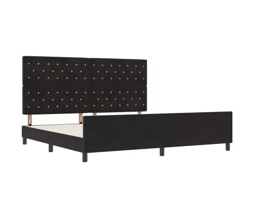 Gultas Rāmis Ar Galvas Klāju Melna 200 X 200 Cm Samts Vidaxl