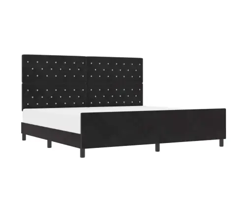 Gultas Rāmis Ar Galvas Klāju Melna 200 X 200 Cm Samts Vidaxl