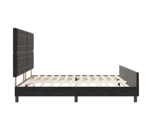 Gultas Rāmis Ar Galvas Klāju Melna 200 X 200 Cm Samts Vidaxl