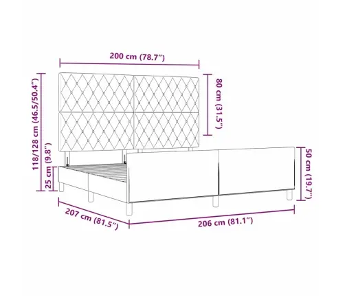Gultas Rāmis Ar Galvas Klāju Melna 200 X 200 Cm Samts Vidaxl