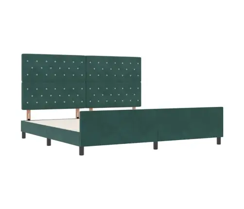 Kastītes Atsperu Gulta Tumši Zaļš 200 X 200 Cm Samts Vidaxl