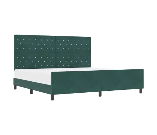 Kastītes Atsperu Gulta Tumši Zaļš 200 X 200 Cm Samts Vidaxl