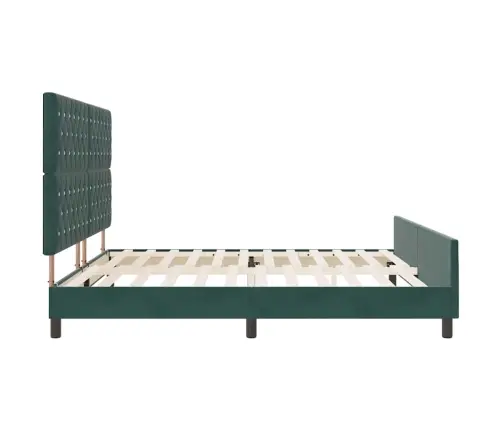 Kastītes Atsperu Gulta Tumši Zaļš 200 X 200 Cm Samts Vidaxl