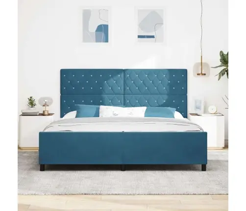 Gultas Rāmji Tumši Zils 200X200 Cm Samts Vidaxl