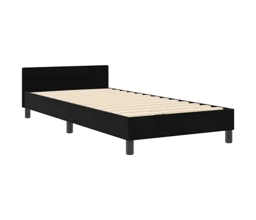Kastītes Atsperu Gulta Ar Galvas Klāju Melna 80 X 200 Cm Samts Vidaxl