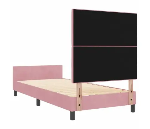 Kastītes Atsperu Gulta Ar Galvas Klāju Rozā 80 X 200 Cm Samts Vidaxl