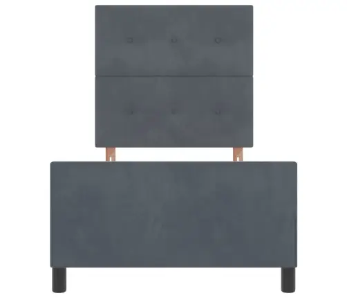 Kastītes Atsperu Gulta Tumši Pelēka 90 X 190 Cm Samts Vidaxl