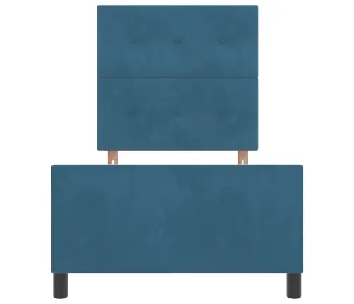 Kastītes Atsperu Gulta Tumši Zils 90 X 190 Cm Samts Vidaxl