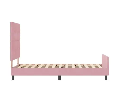 Kastītes Atsperu Gulta Ar Galvas Klāju Rozā 90 X 190 Cm Samts Vidaxl