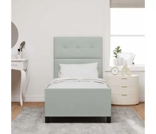 Kiemas Lova Su Galvūgalio Šviesiai Pilka 90 X 200 Cm Aksomas